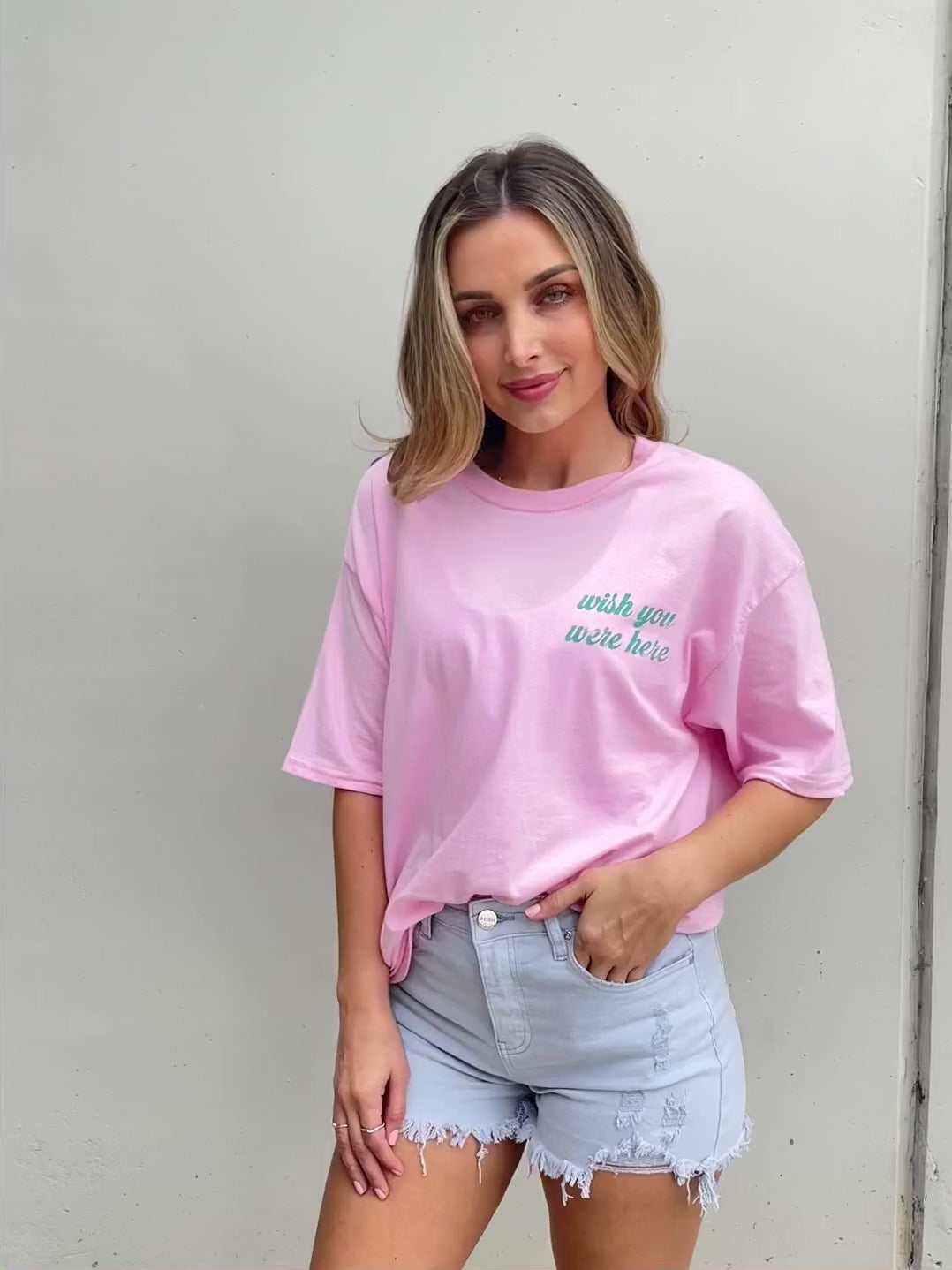 "Wish You Were Here" Oversized Graphic T-Shirt