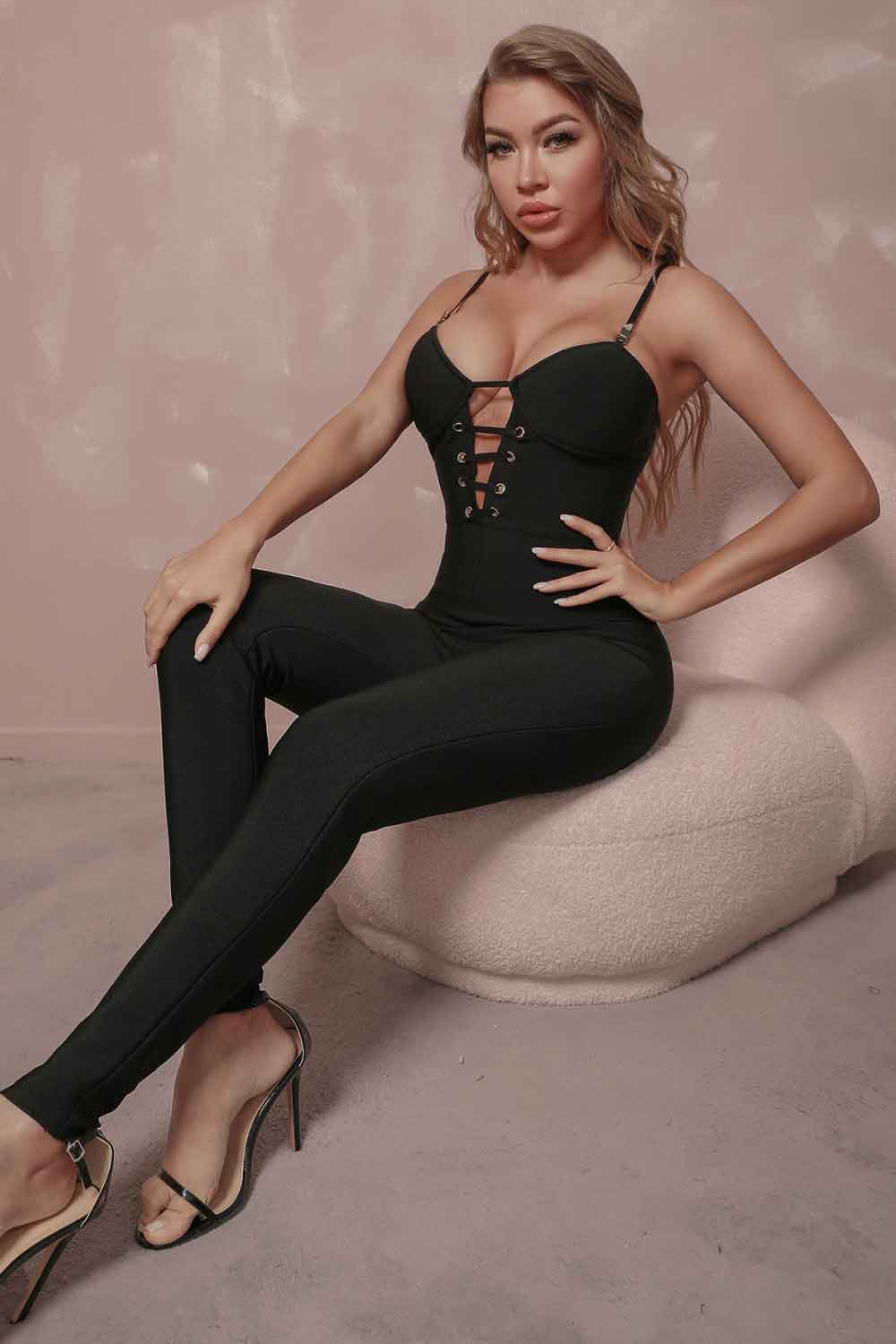 Cutout Spaghetti Strap Skinny Jumpsuit