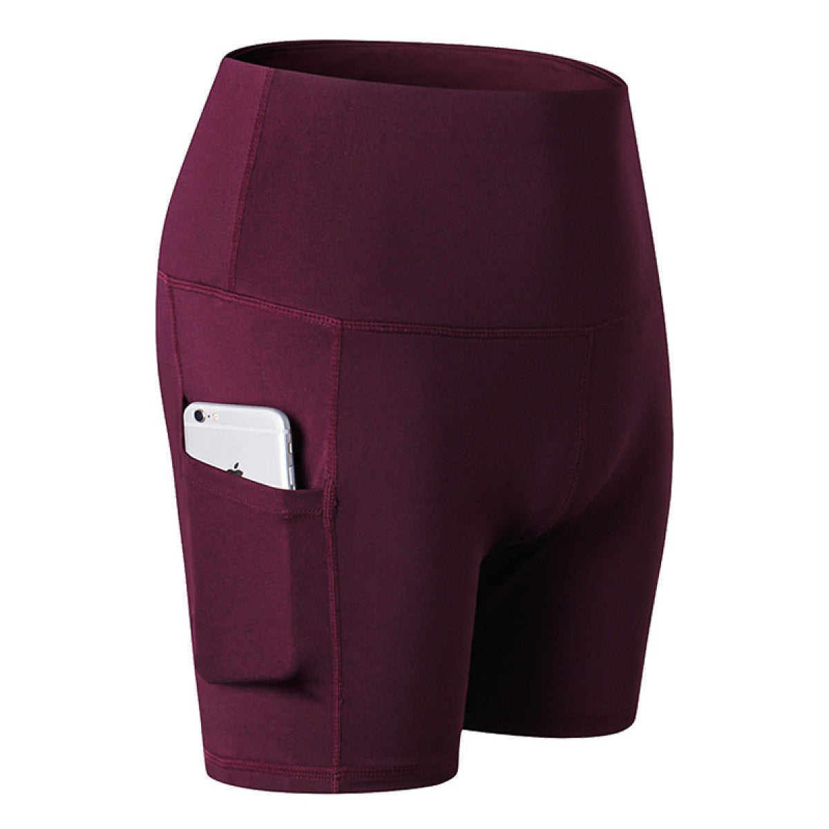 High-Waisted Quick-Dry Shorts With Pocket