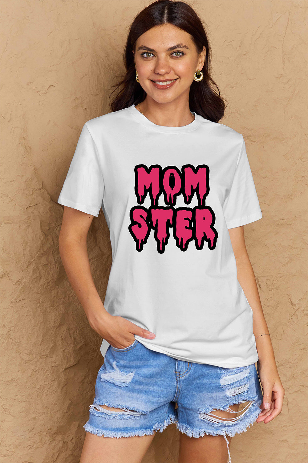 MOM STER Graphic Cotton T-Shirt