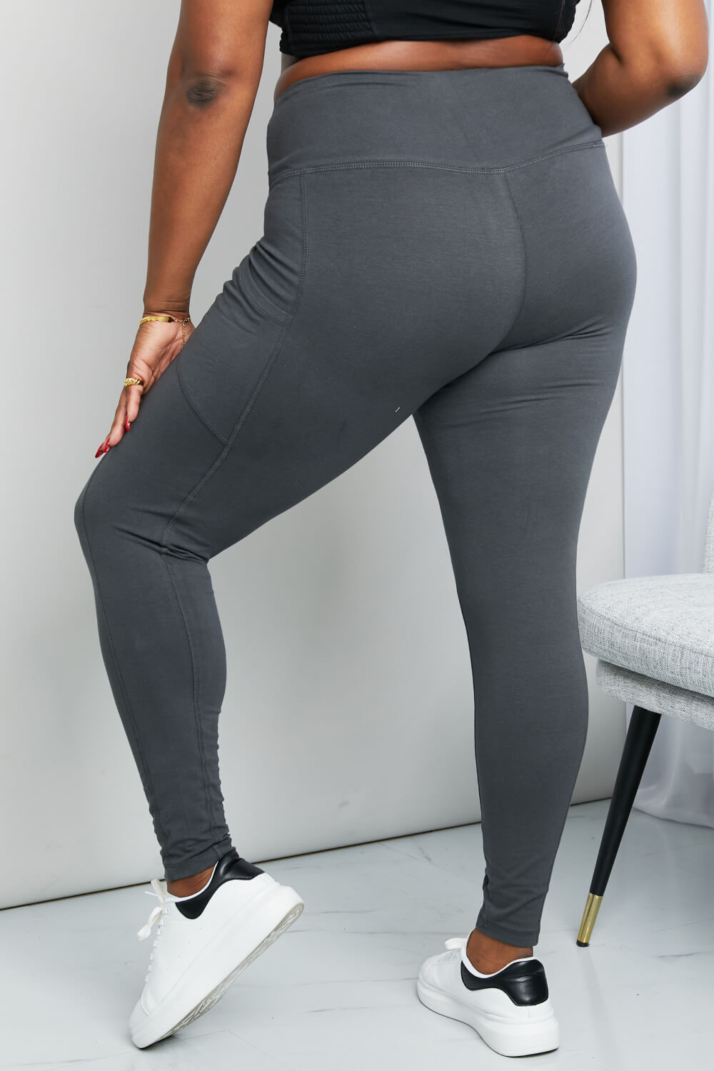 Ready to Roll Full Size Wide Waistband Pocket Leggings in Ash Grey