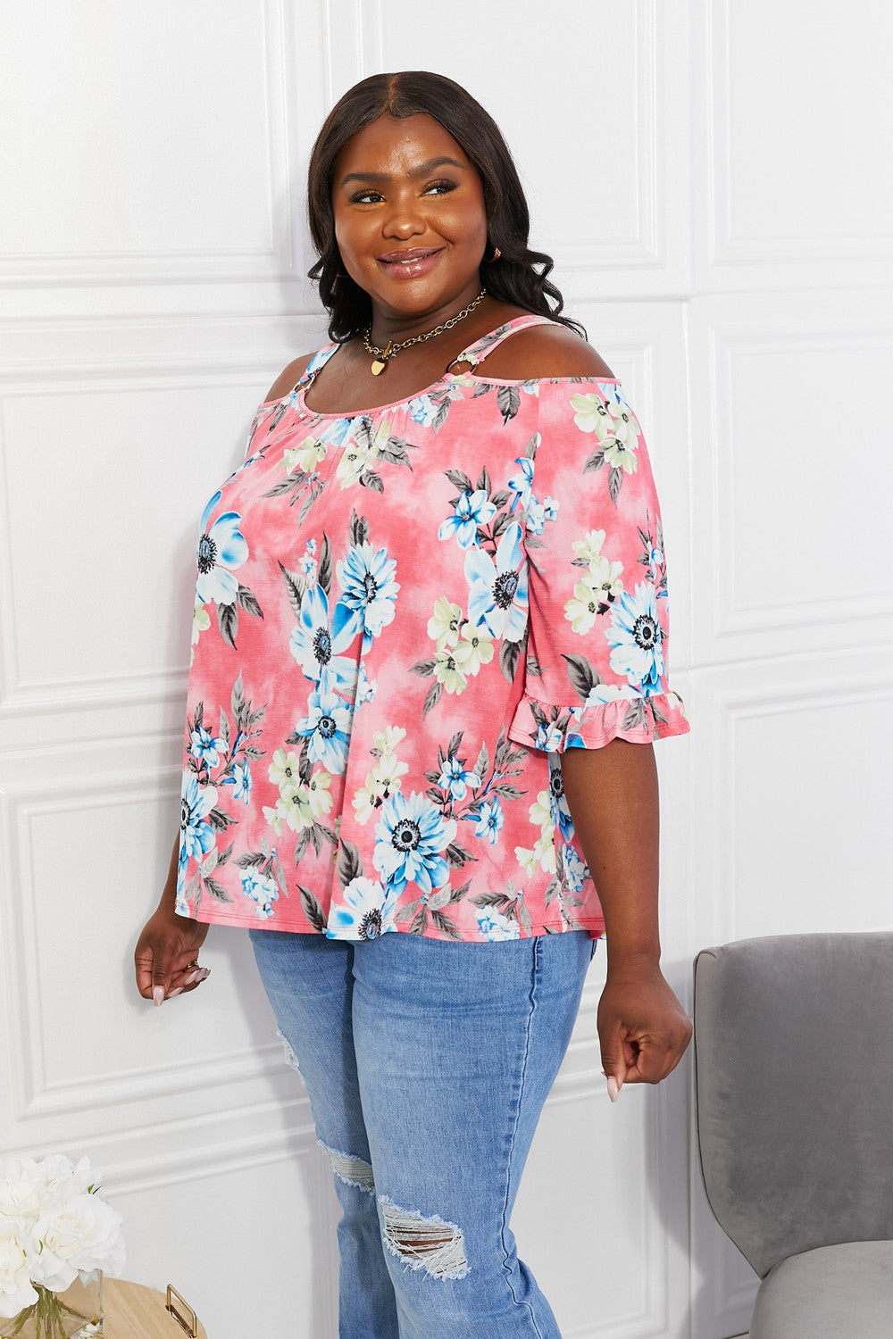 Floral Cold-Shoulder Top