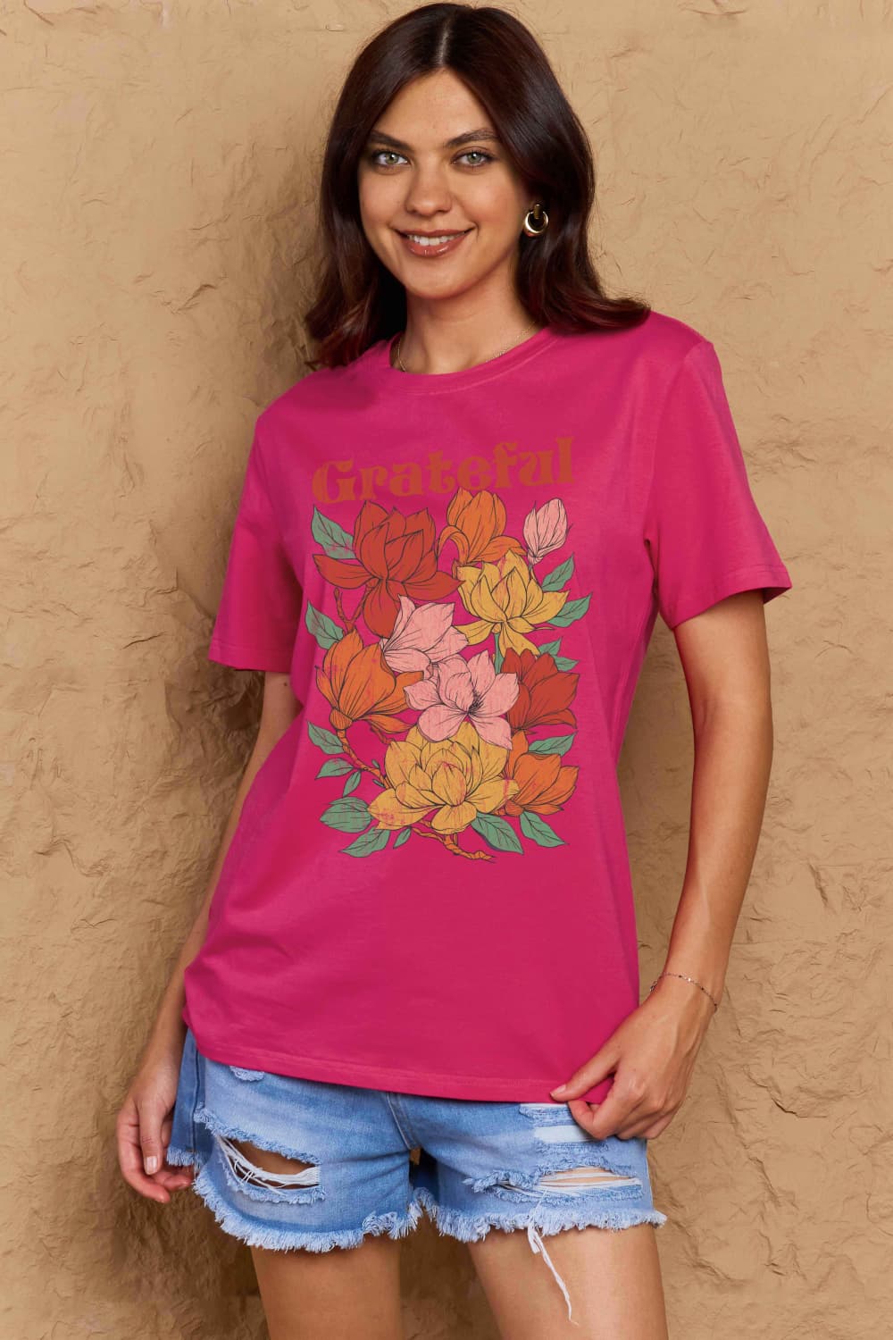 GRATEFUL Flower Graphic Cotton T-Shirt