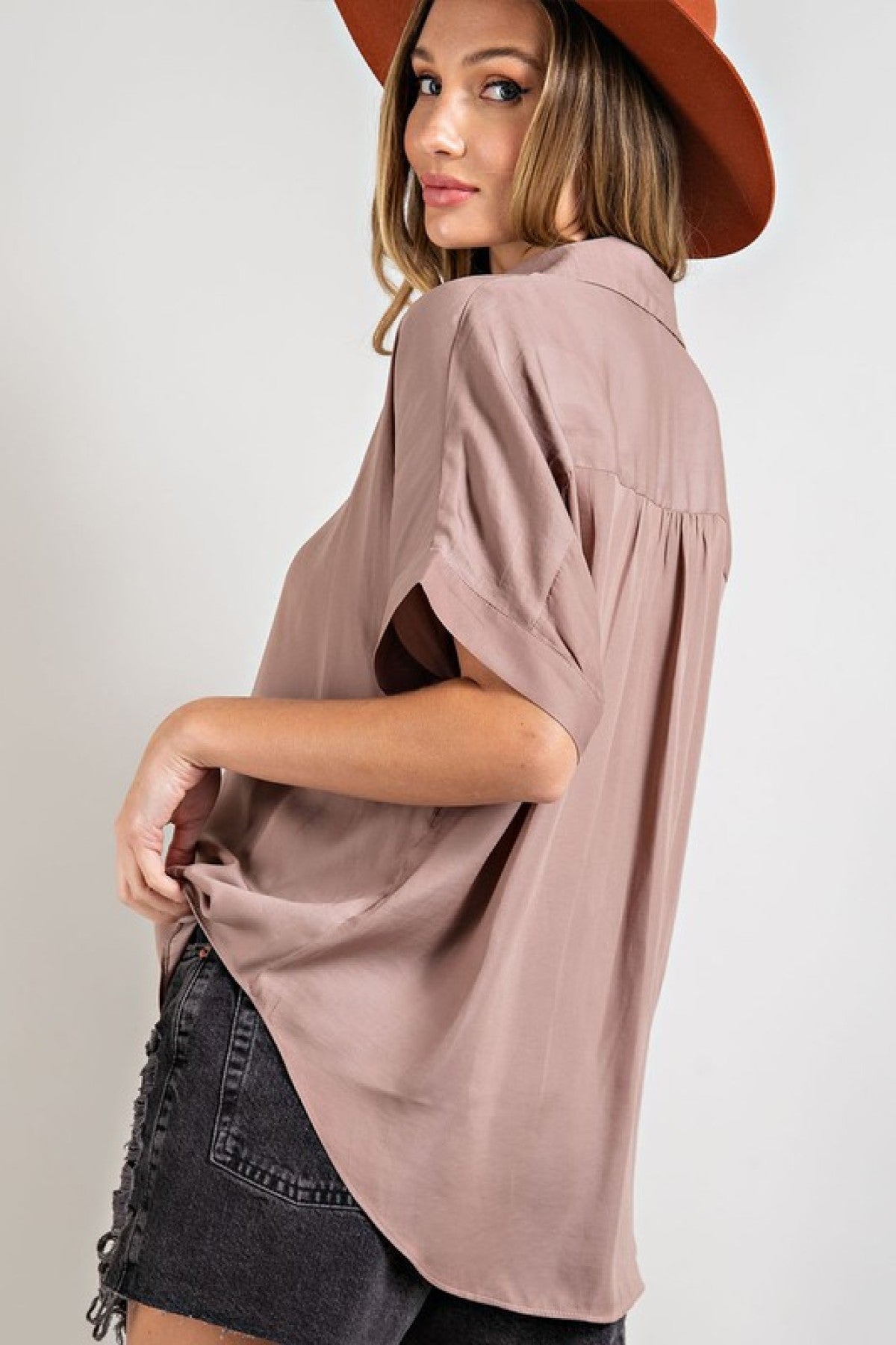 V-Neck Short Sleeve Blouse Top