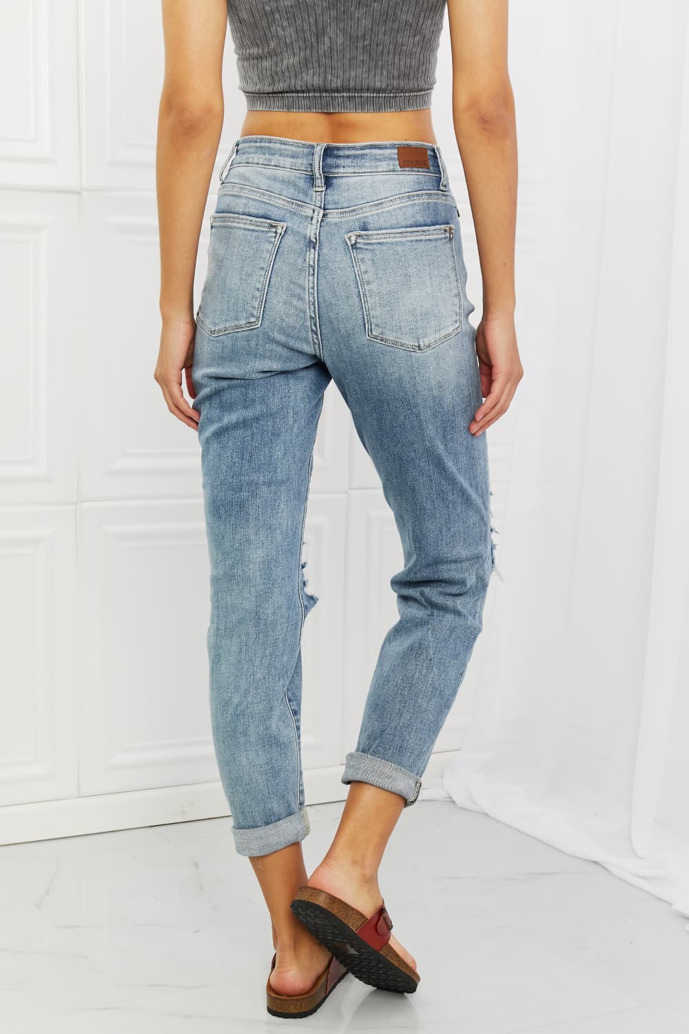 Full Size Mid Rise Boyfriend Jeans