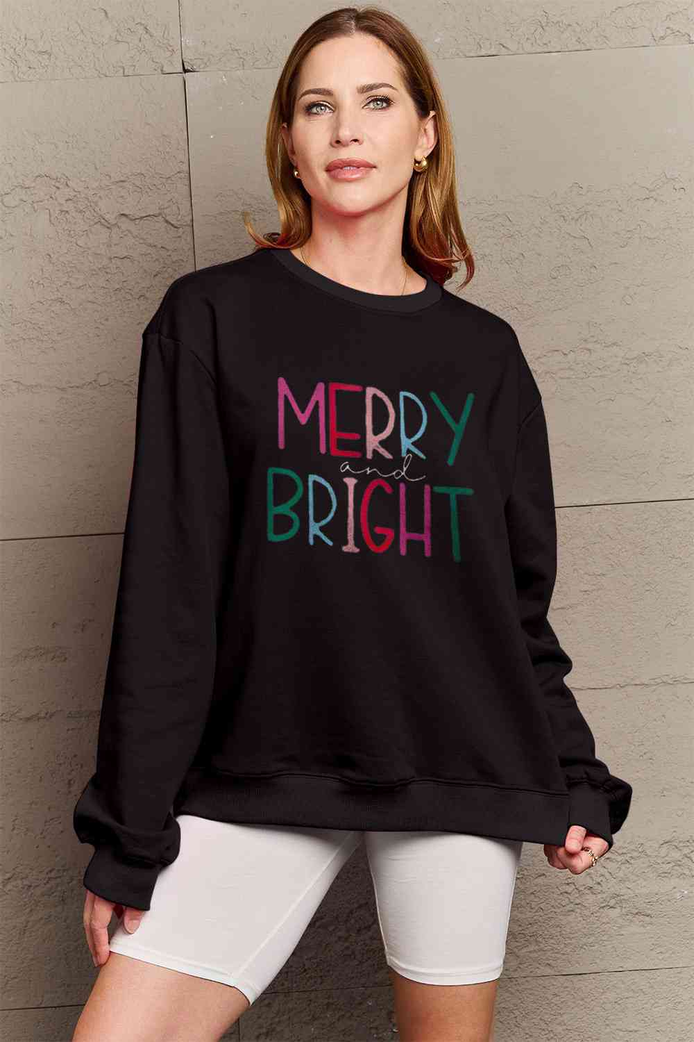 MERRY AND BRIGHT Graphic Sweatshirt