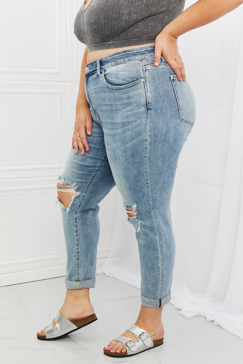 Full Size Mid Rise Boyfriend Jeans