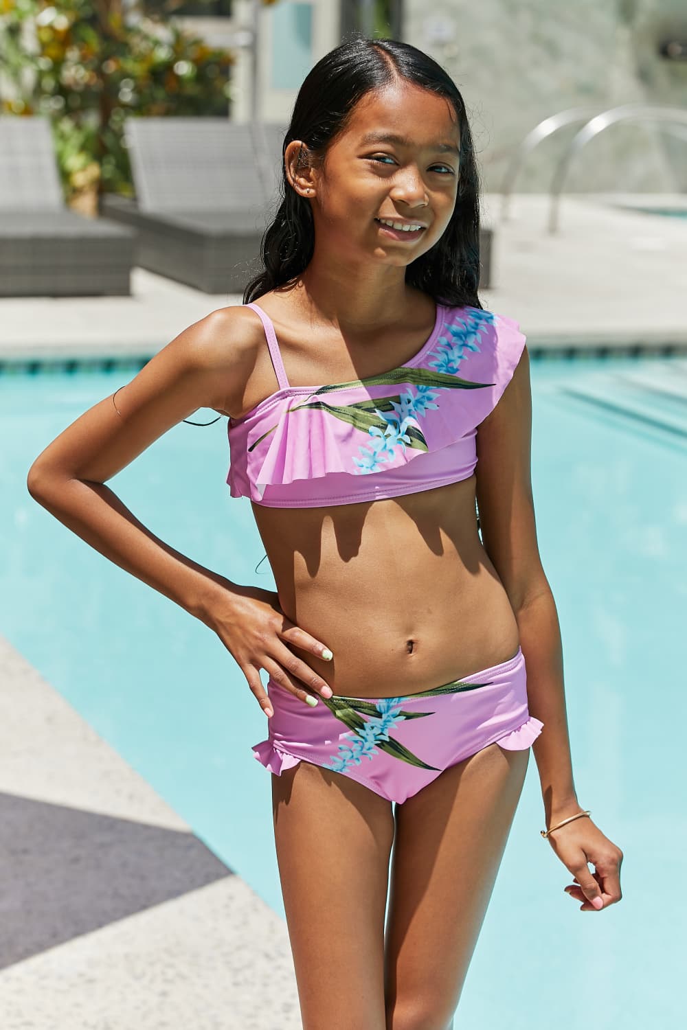 Vacay Mode Mommy & Me One Shoulder Swimsuit in Pink