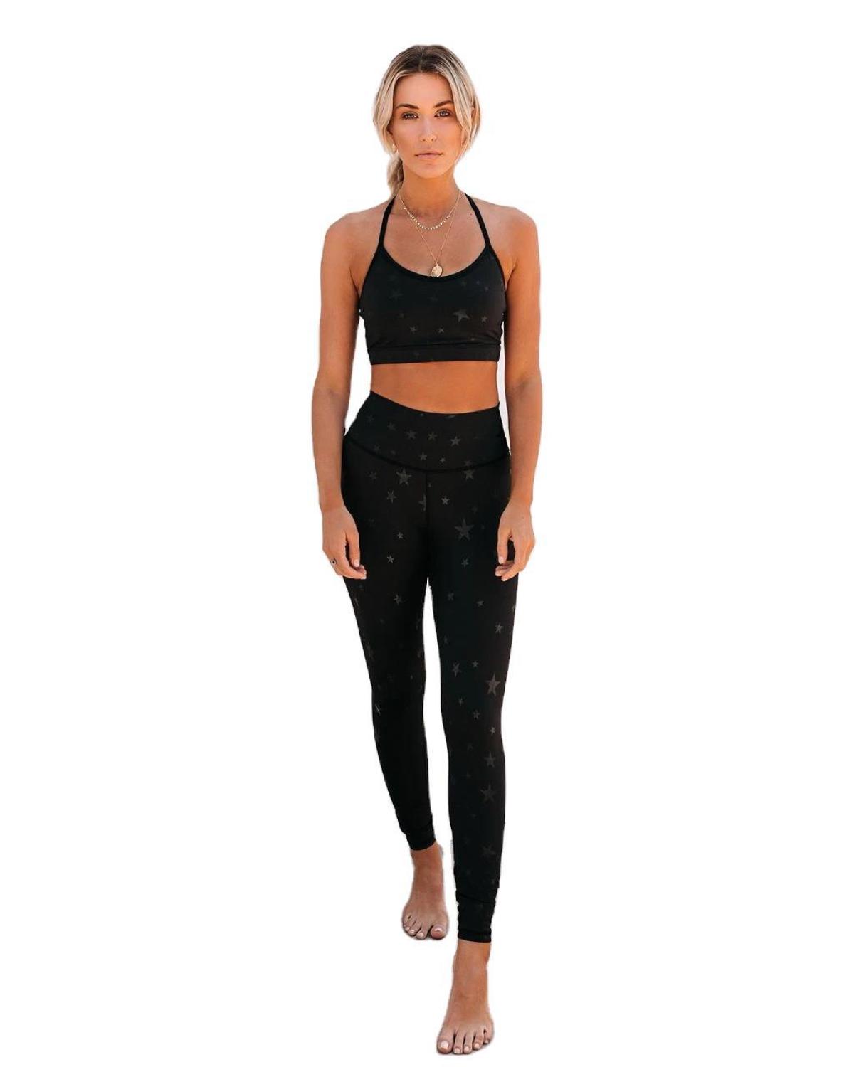 Star Print Yoga Bra & Leggings Active Set