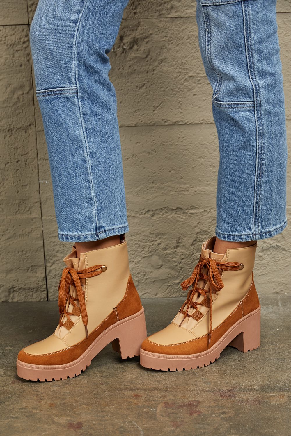 Corp Lace Up Lug Booties