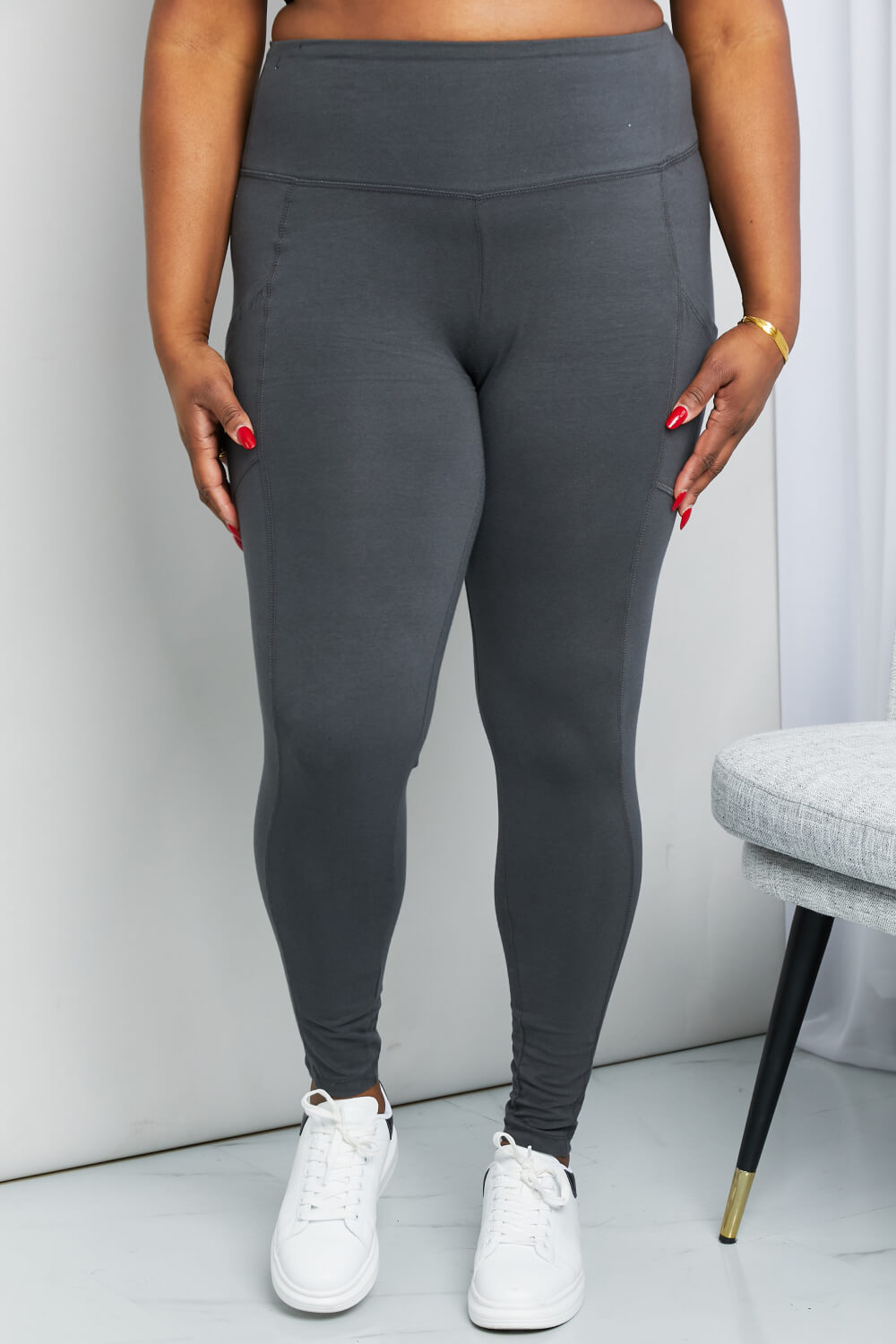 Ready to Roll Full Size Wide Waistband Pocket Leggings in Ash Grey