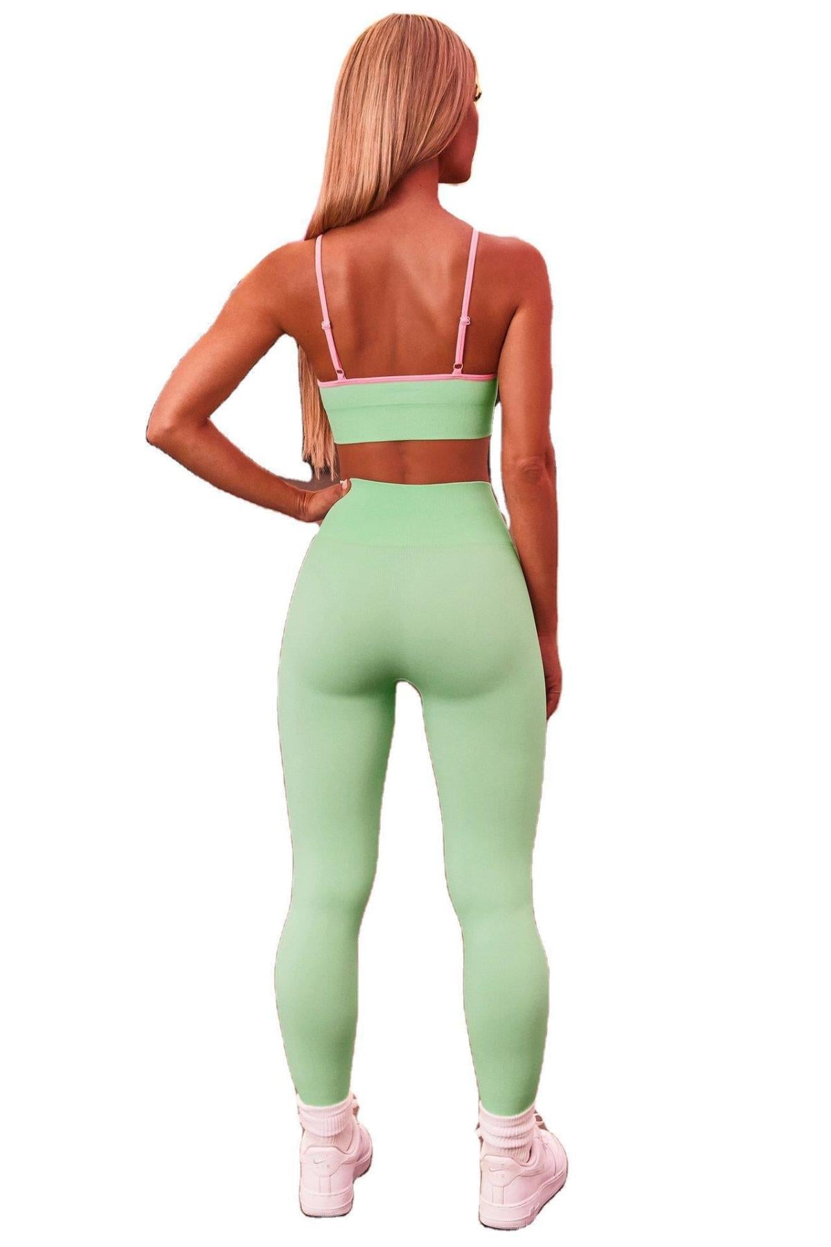 Solid Ribbed Cami Top & Leggings Yoga Active Set