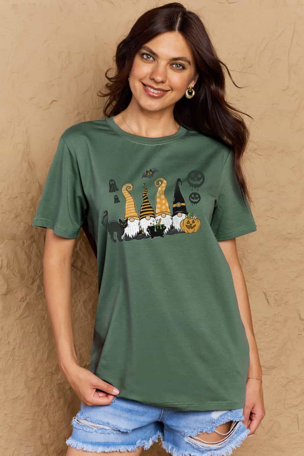 Halloween Theme Graphic Cotton T-Shirt