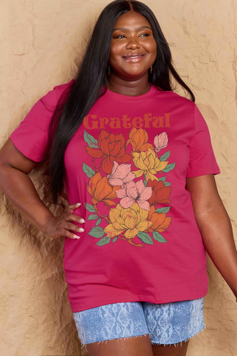 GRATEFUL Flower Graphic Cotton T-Shirt