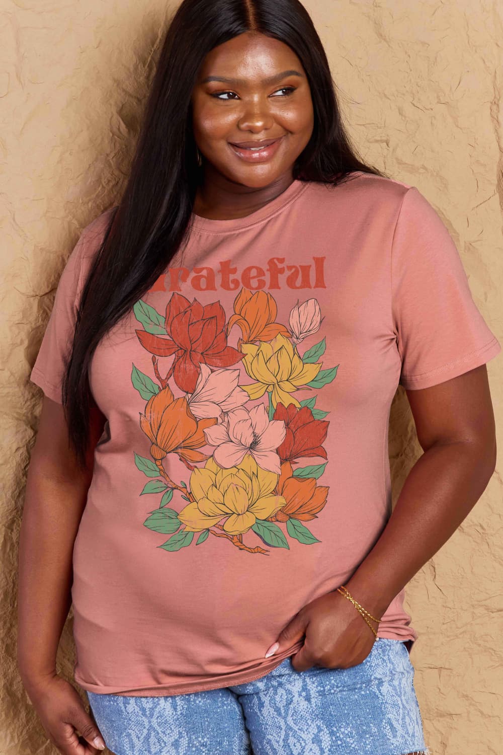 GRATEFUL Flower Graphic Cotton T-Shirt