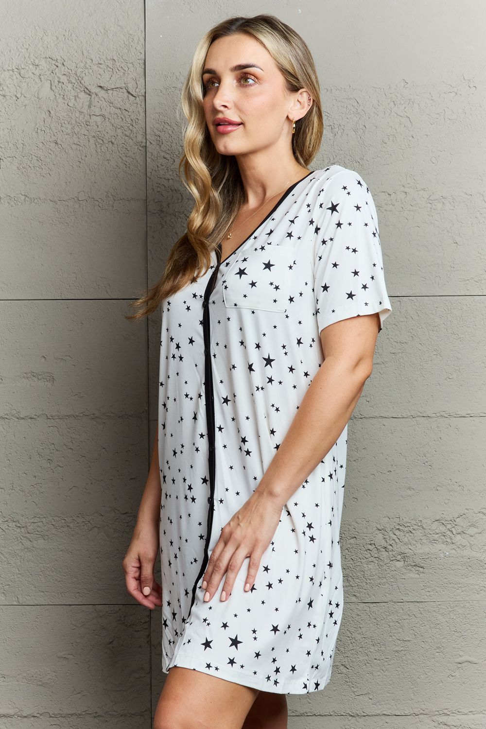 Button Down Sleepwear Dress