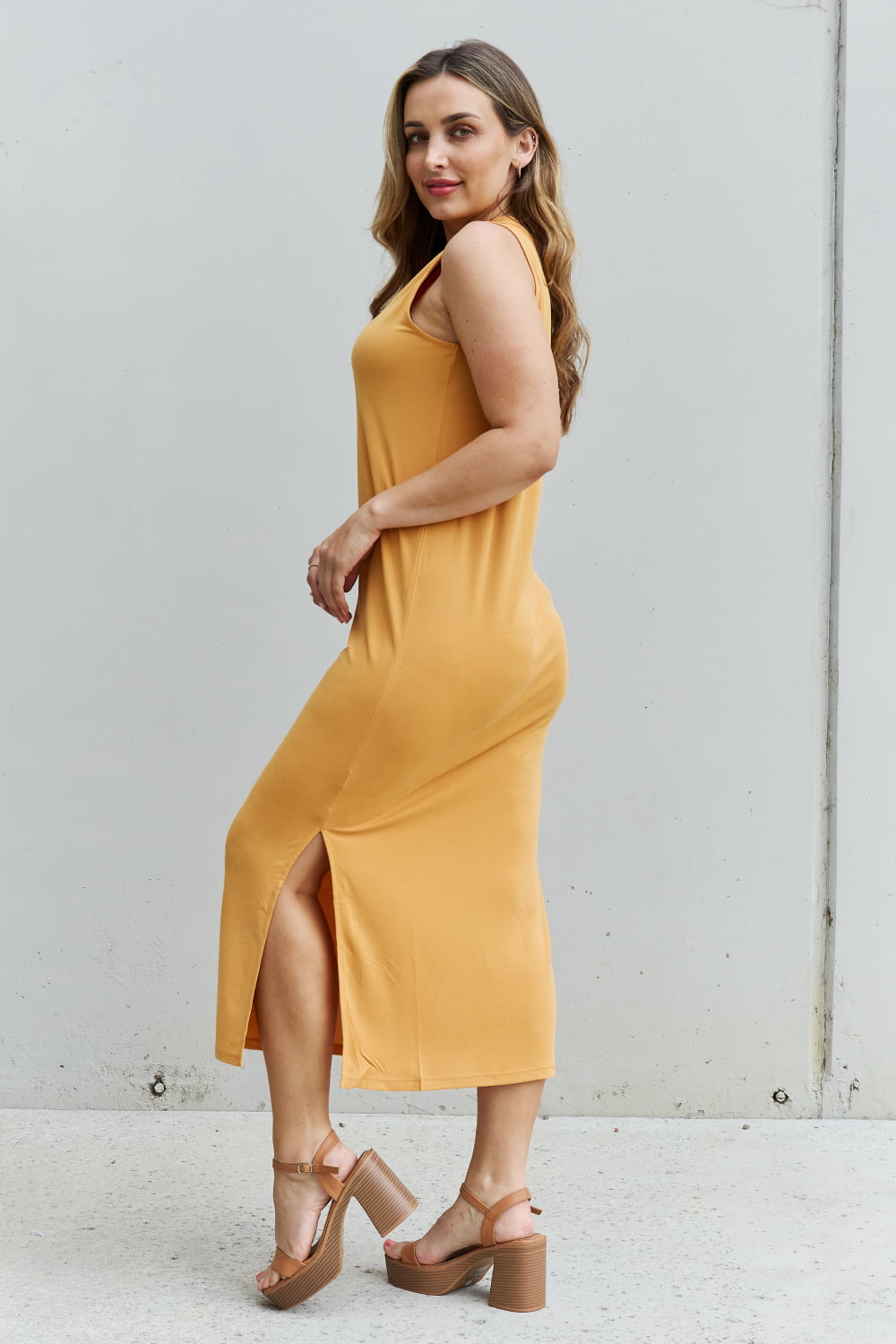 Citrus Summer Sleeveless Midi Dress