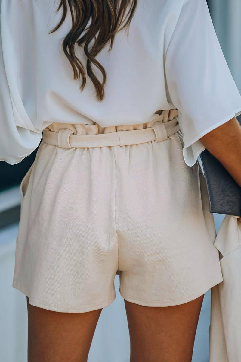 Belt Pocketed Knit Shorts