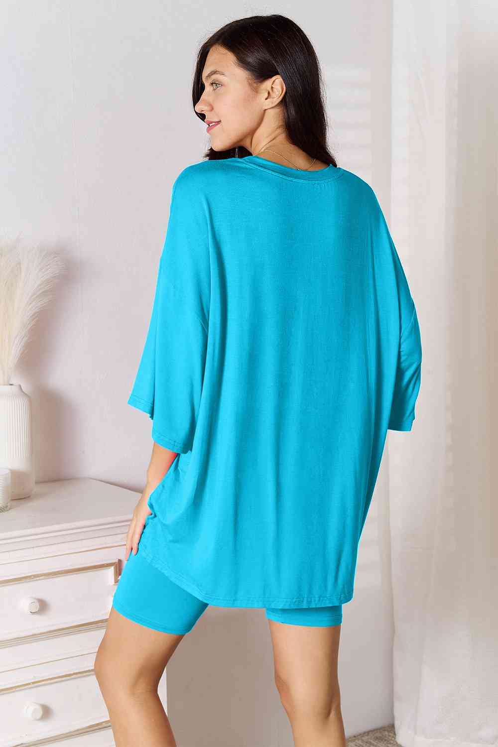 Three-Quarter Sleeve Top and Shorts Set