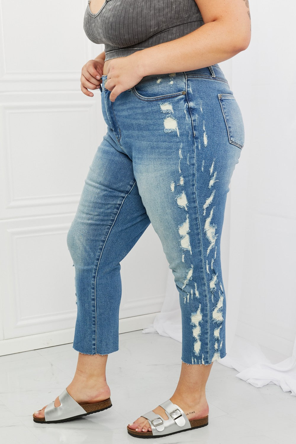 Full Size Straight Leg Distressed Jeans