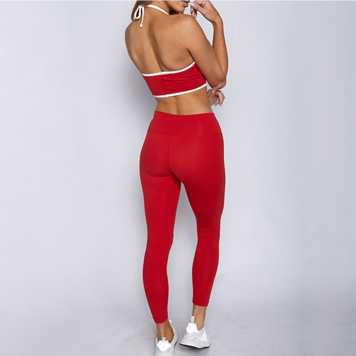 Solid Halter Yoga Top & Leggings Active Set