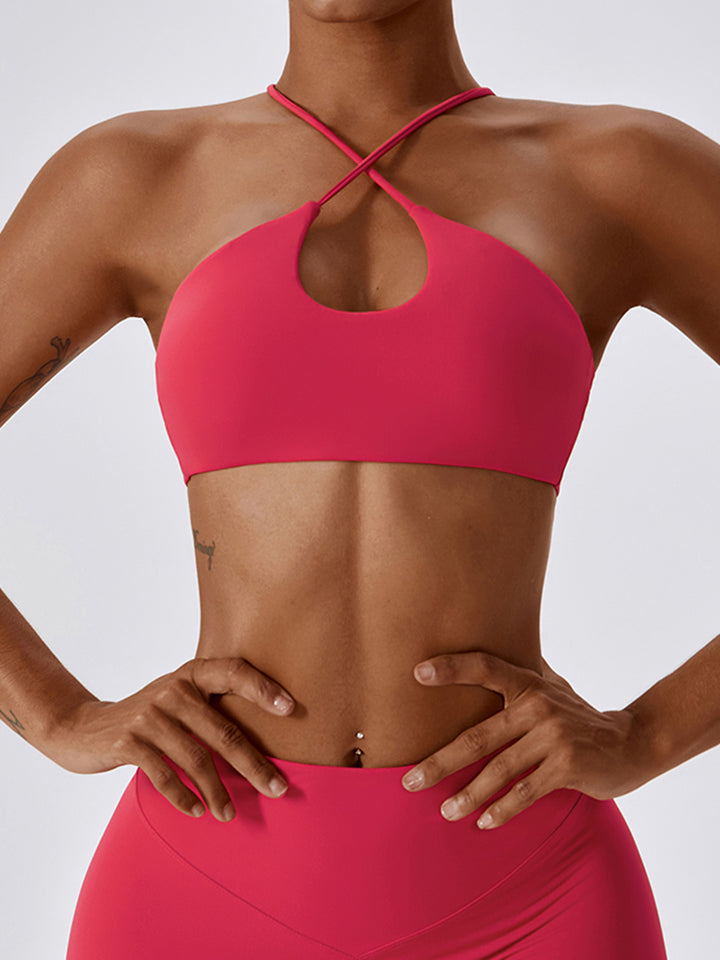 Cropped Halter Neck Sports Bra