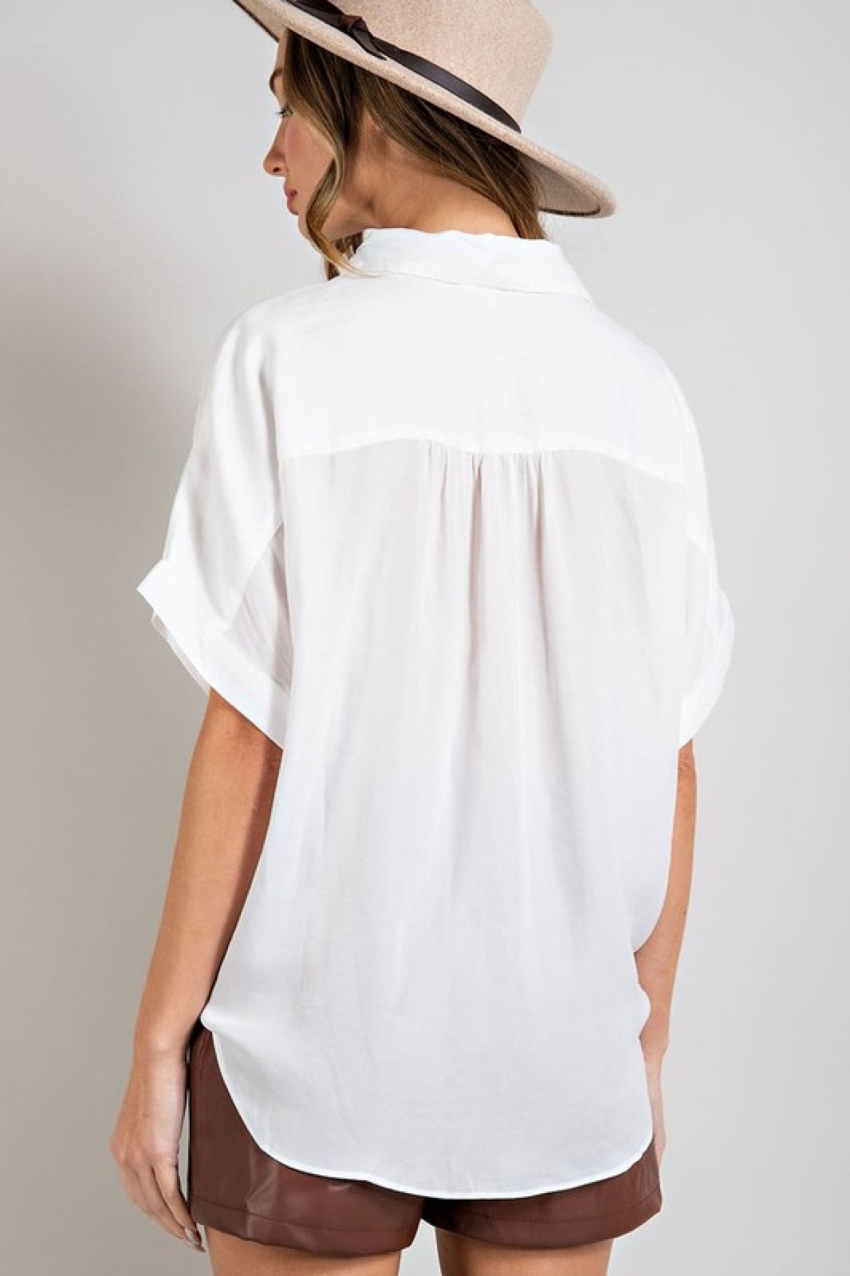 V-Neck Short Sleeve Blouse Top