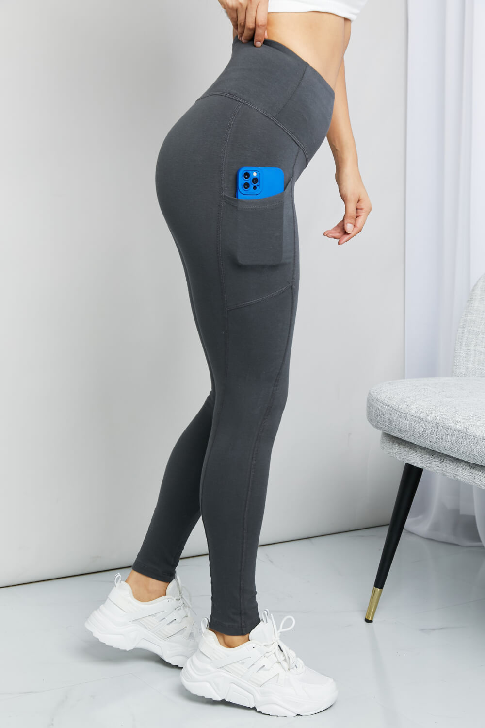 Ready to Roll Full Size Wide Waistband Pocket Leggings in Ash Grey