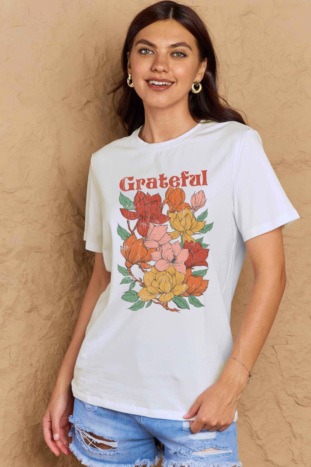 GRATEFUL Flower Graphic Cotton T-Shirt