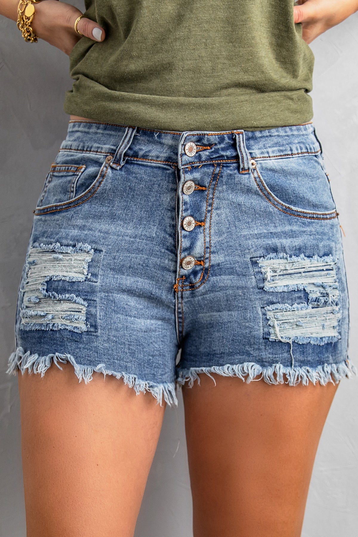 Gypsy Mid-Rise Distressed Denim Shorts