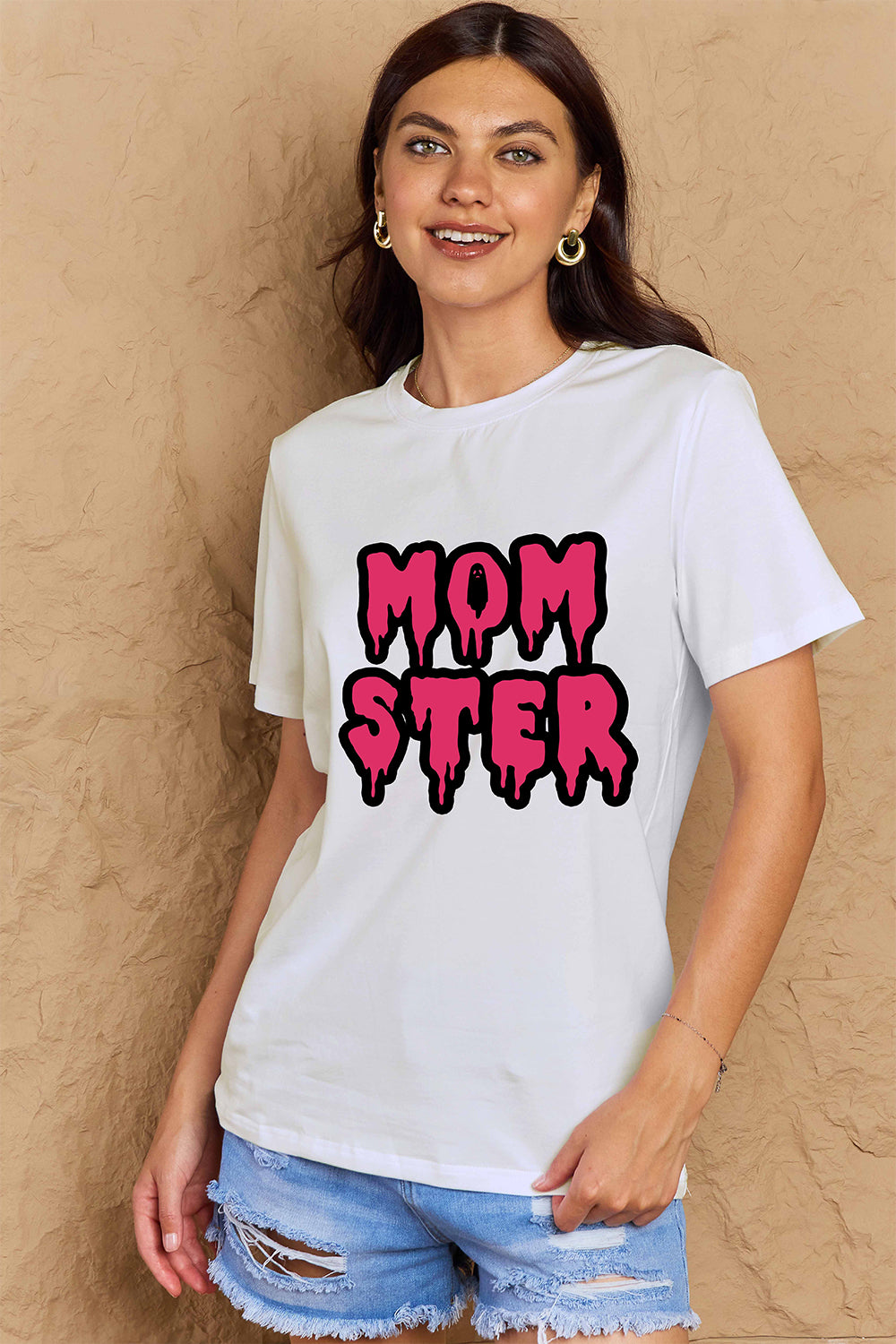 MOM STER Graphic Cotton T-Shirt