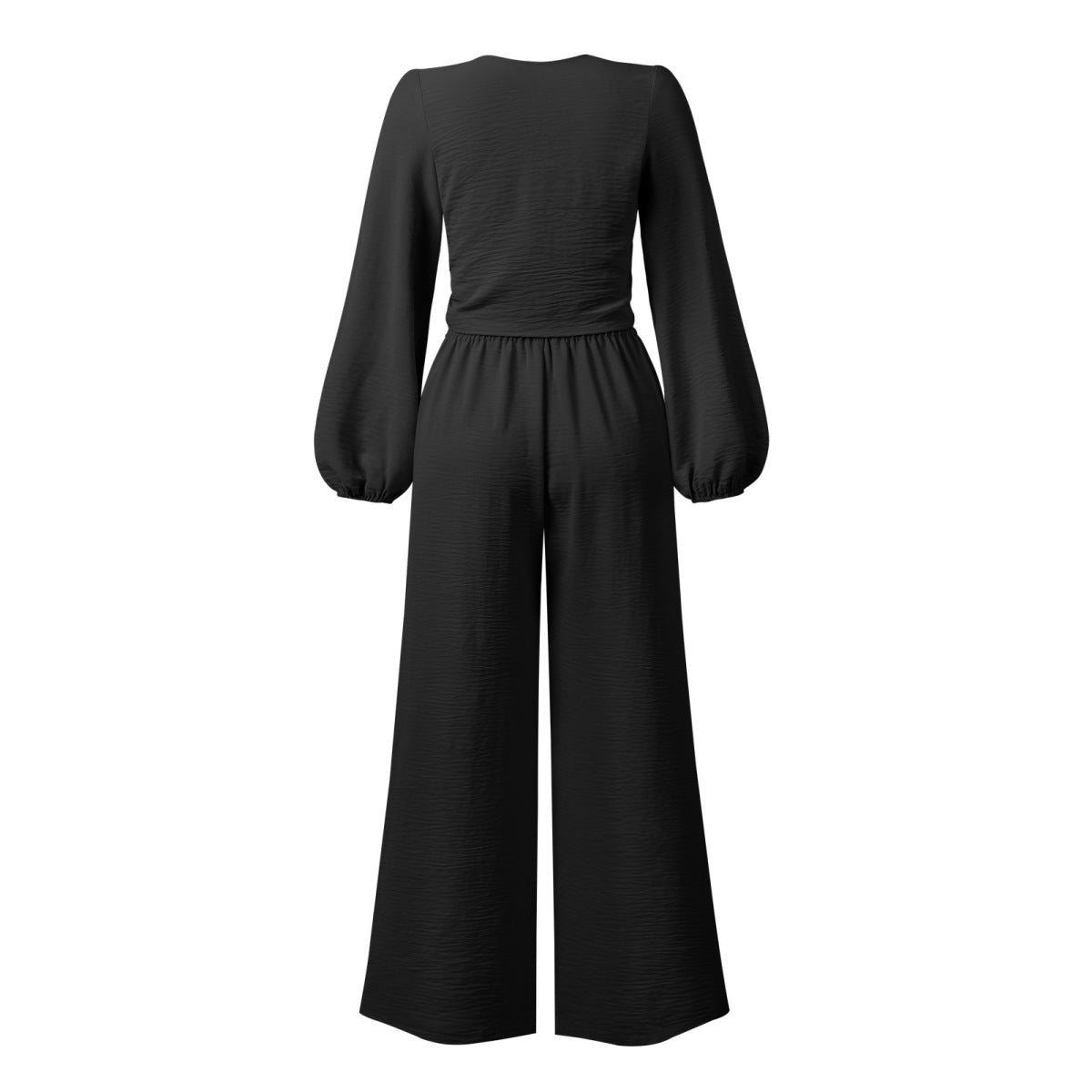 Knotted Front and Back Reversible Top & Wide Leg Pants Set