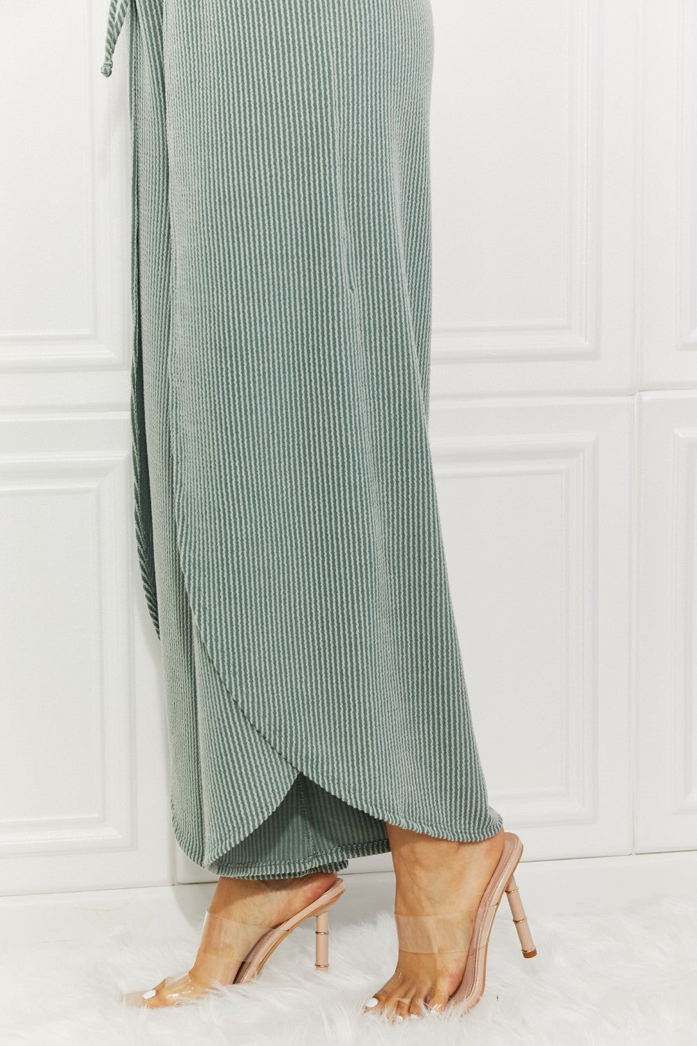 Split Wide Leg Pants in Sage