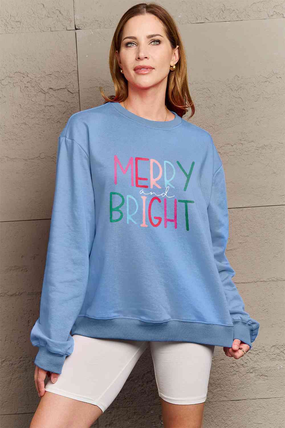 MERRY AND BRIGHT Graphic Sweatshirt