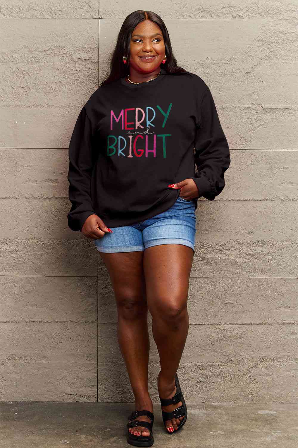 MERRY AND BRIGHT Graphic Sweatshirt