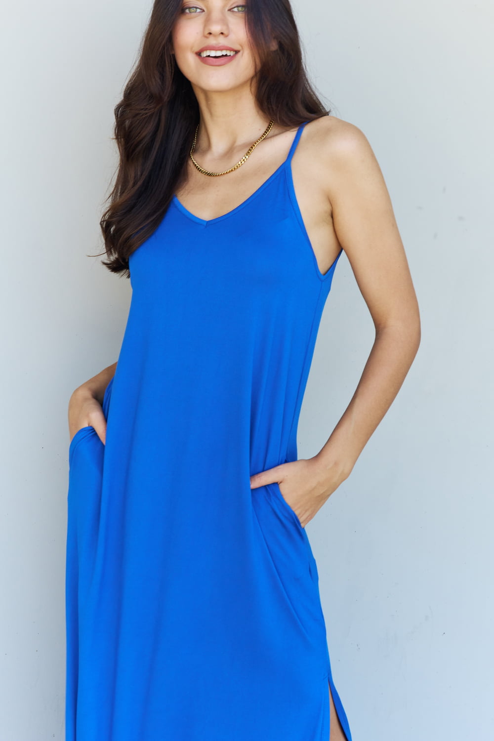 Cami Side Slit Maxi Dress in Royal Blue