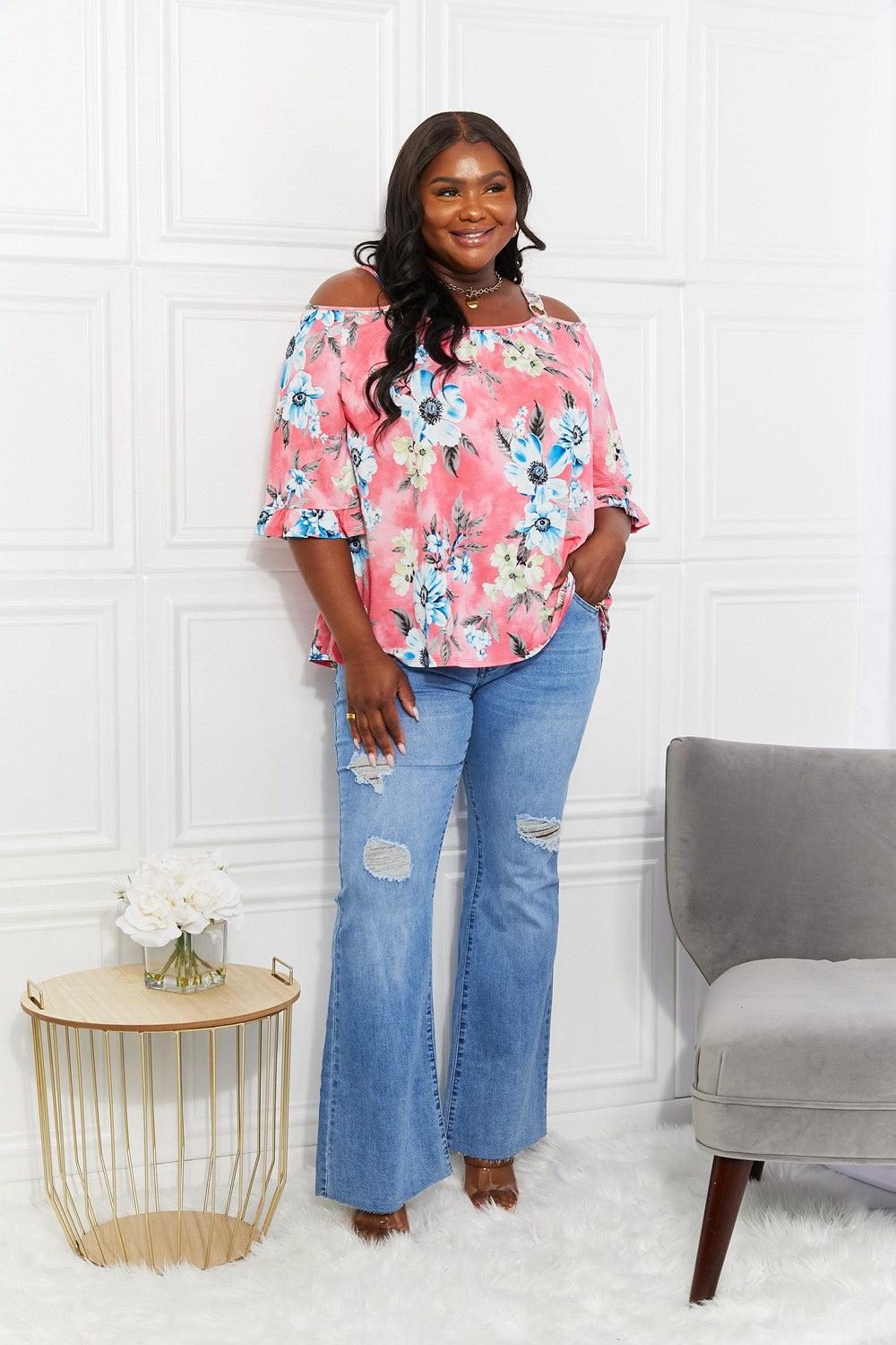 Floral Cold-Shoulder Top