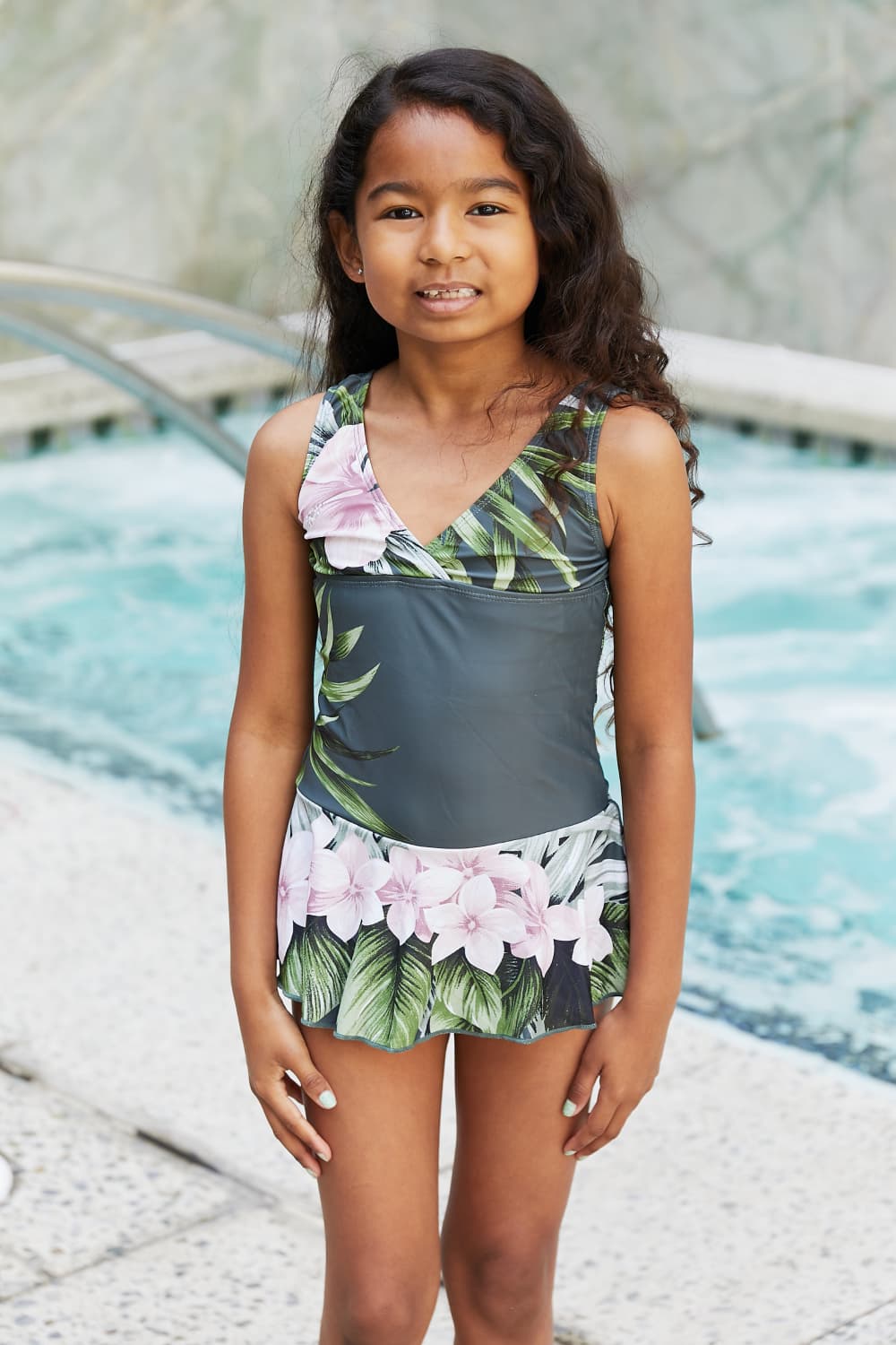 Clear Waters Swim Dress in Aloha Forest