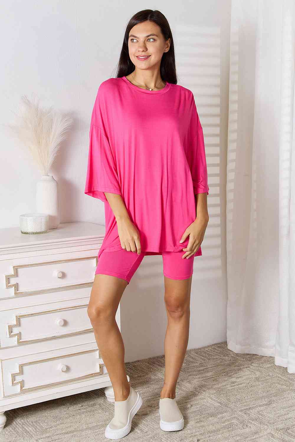 Three-Quarter Sleeve Top and Shorts Set