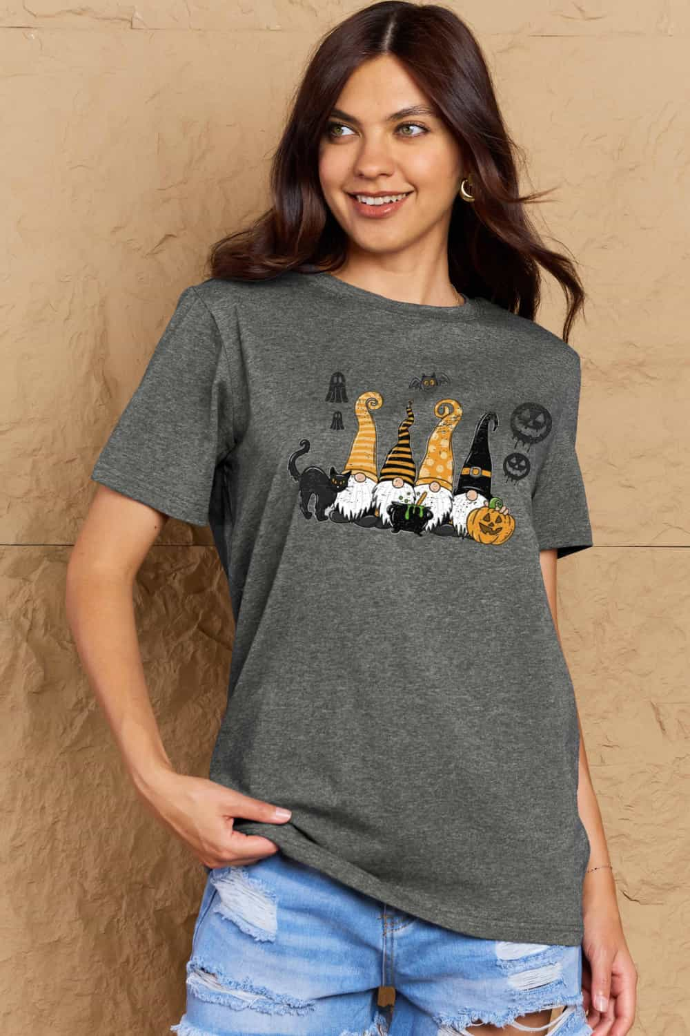 Halloween Theme Graphic Cotton T-Shirt