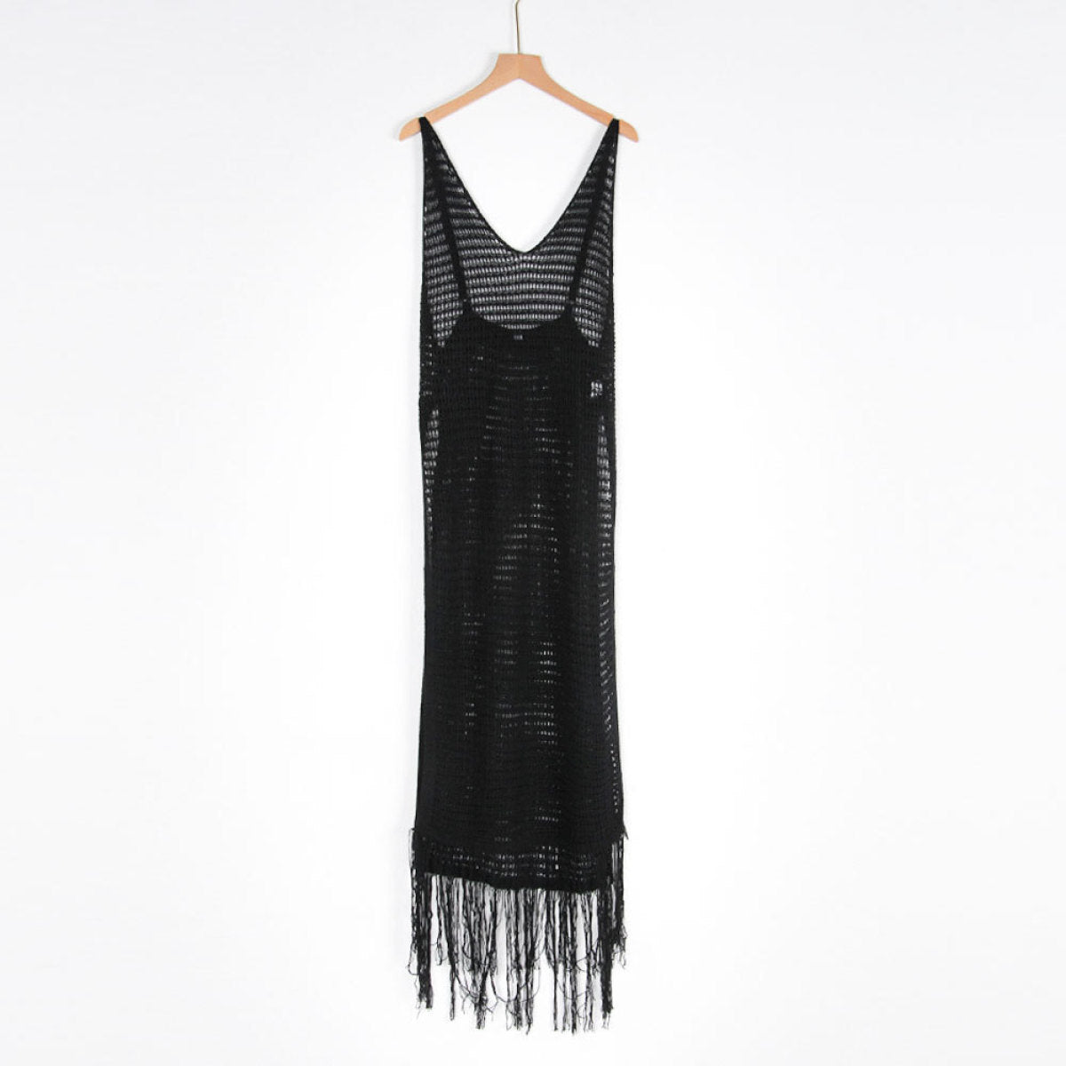 Sexy Cut Out Fringed Crochet Cover-Up