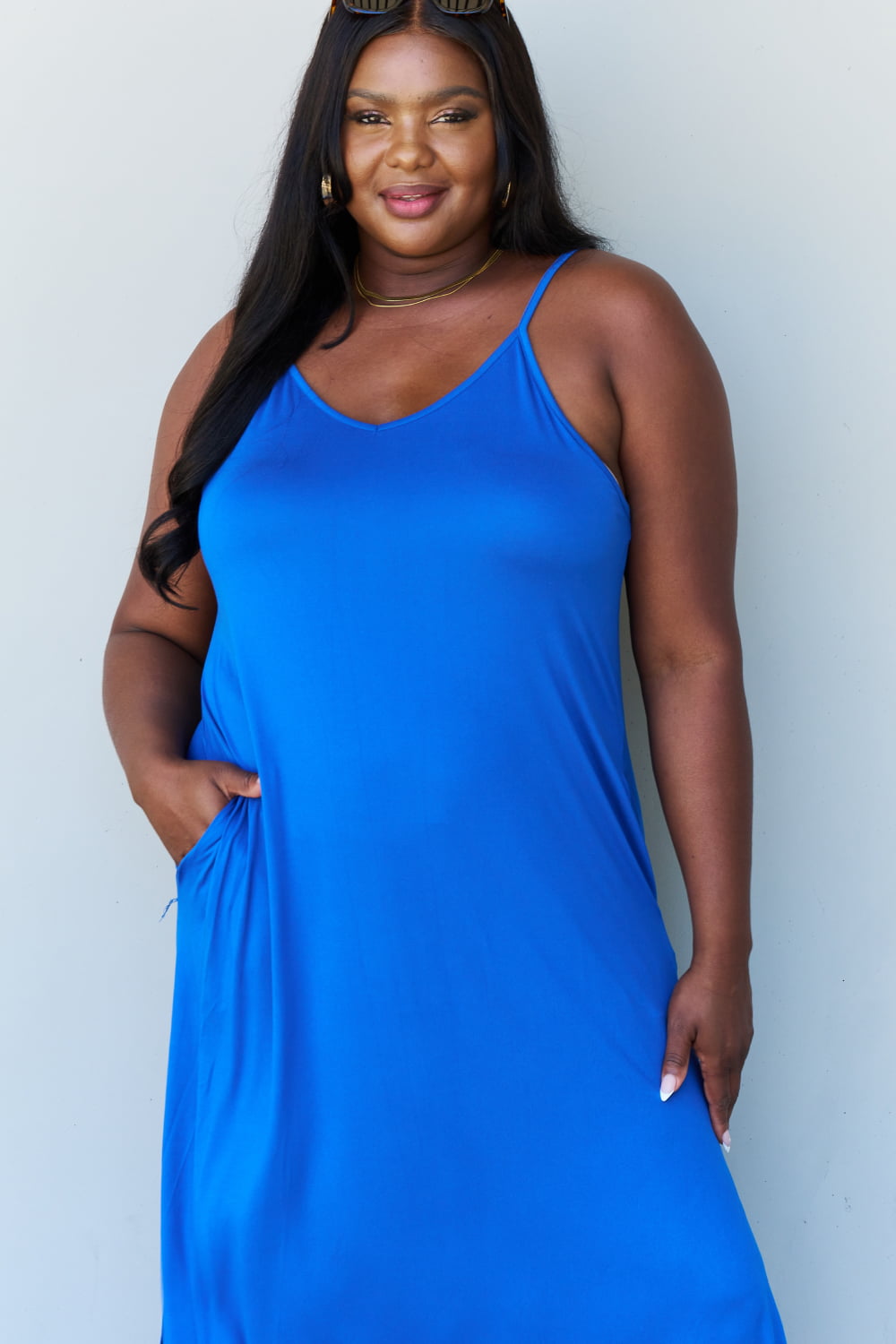 Cami Side Slit Maxi Dress in Royal Blue