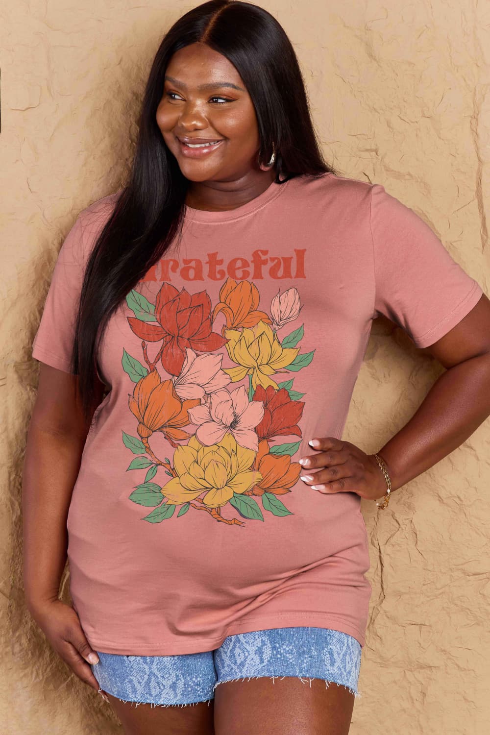 GRATEFUL Flower Graphic Cotton T-Shirt