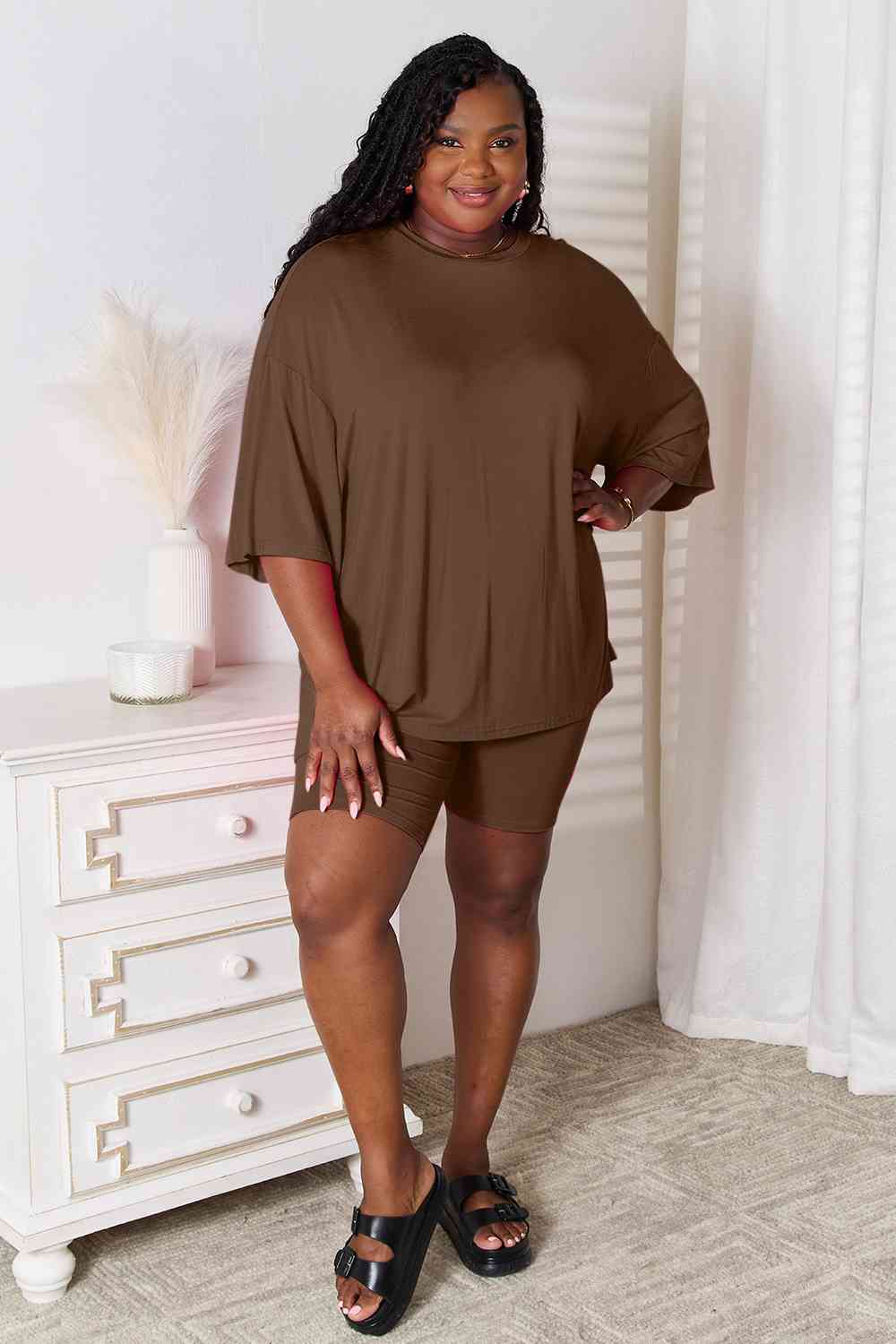 Three-Quarter Sleeve Top and Shorts Set