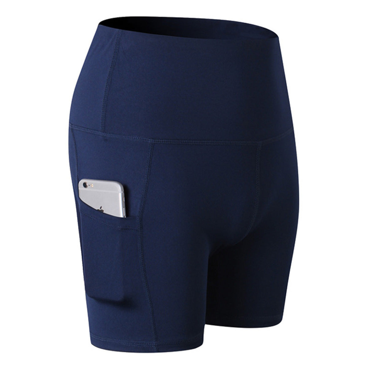 High-Waisted Quick-Dry Shorts With Pocket