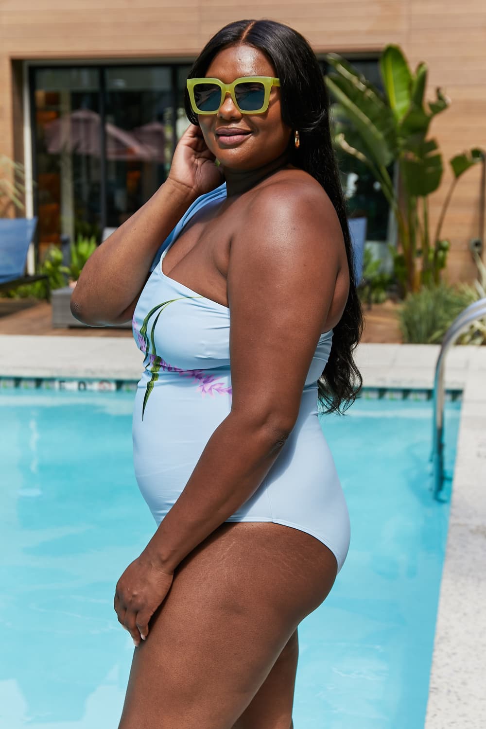 Vacay Mode Mommy & Me One Shoulder Swimsuit in Blue