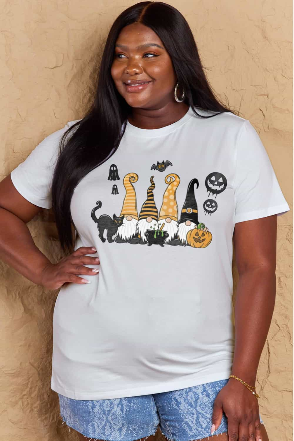 Halloween Theme Graphic Cotton T-Shirt