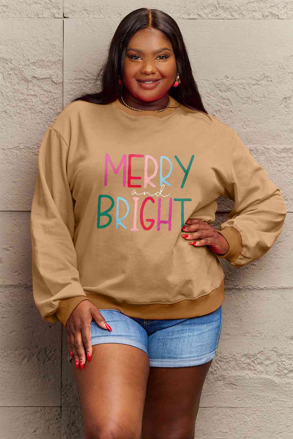 MERRY AND BRIGHT Graphic Sweatshirt