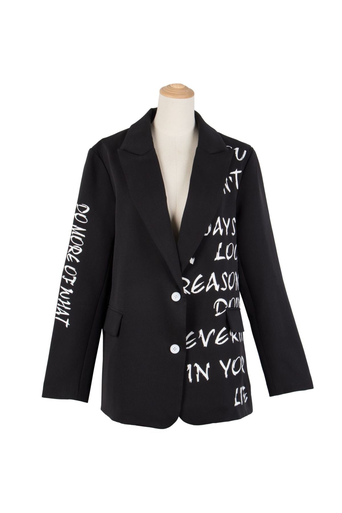 Letters Print Lapel Blazer