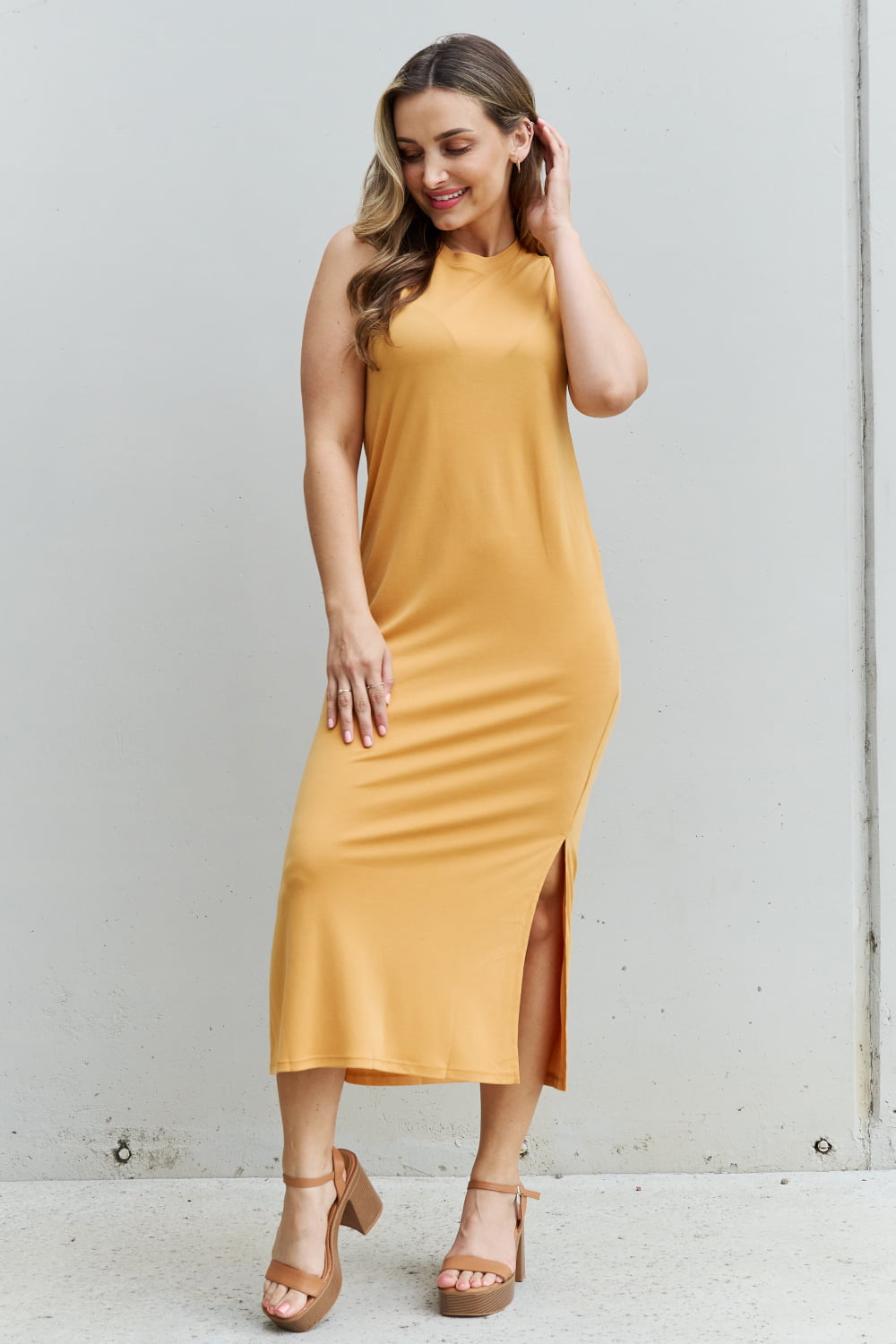 Citrus Summer Sleeveless Midi Dress